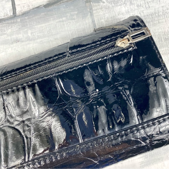 Guess Black Faux Leather Croc Embossed Long Wallet Card Holder Billfold Clutch - Picture 14 of 16